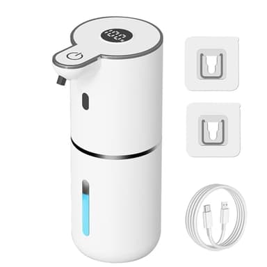 OHIFAST Automatic Liquid Soap Dispenser Touchless, USB Rechargeable Smart Hand Soap Dispenser, 6-Level Adjustable, 12.8oz/380mL Wall Mounted for Bathroom Kitchen Accessories Dish Soap-White