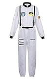 Kranchungel Mens Astronaut Costume Adult Space Suit Spaceman Explorer Astronaut Cosplay Costumes White Medium