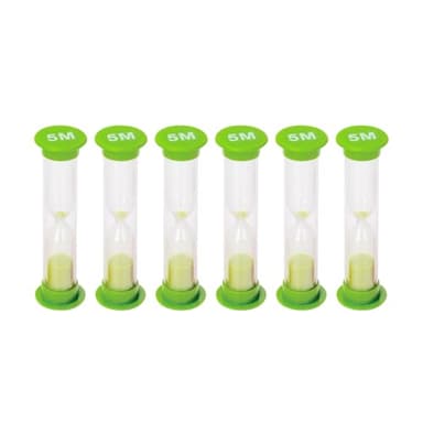 I-MART Pack of 6 Green 5 Minute Sand Timer, Mini Hourglass Sand Timers for Time Management, Games, Cooking, Classroom, Office, Study and Yoga