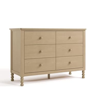 Storkcraft Rio 6 Drawer Dresser (Driftwood) – GREENGUARD Gold Certified, Wood Dresser for Bedroom, Kids & Nursery Storage Chest, Safety Interlocking Drawers, Pre-Installed Tracks, Kids Chest