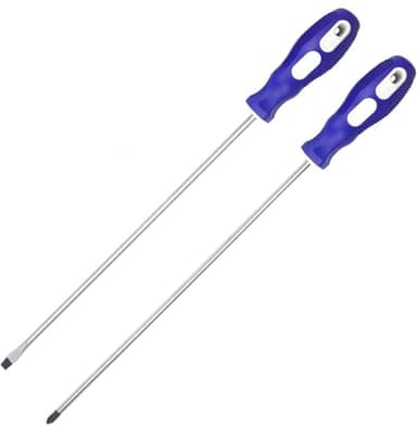 Slotted and Phillips Screwdriver, PH2 12" Long Cross-head & Flat Blade Magnetic Screwdriver with Rubber Handle