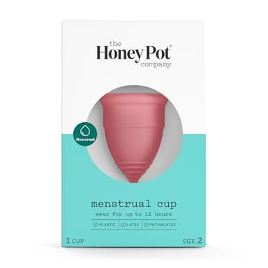 The Honey Pot Company - Menstrual Cup - 12 Hour Reusable Protection for Periods - Natural Feminine Hygiene Products - Size 2