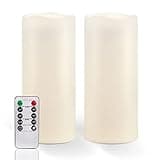 Homemory 10" x 4" Large Waterproof Outdoor Flameless Candles with Remote Control and Timer, Battery Operated Flickering LED Pillar Candles for Outdoor Larterns, Porch, Long Lasting, Set of 2