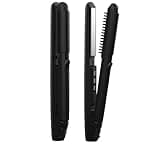 AINA Hair Straightener, Flat Iron with Comb | Titanium Iron 450F | Dual Voltage Hair Straightening | Curling 2 in1 | Resolve Tangled | frizz Free (Vader Black)