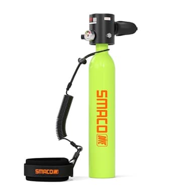 SMACO Mini Scuba Tank 0.5L Portable Small Diving Tank for Underwater Breathing Reusable Diving Cylinder Lung Air Tank for Emergency Rescue Boat Cleaning Backup Air Source Pony Bottle S300