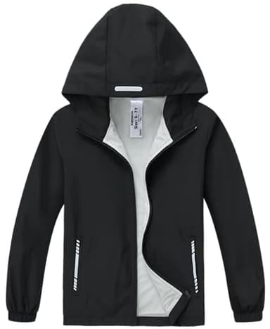 Slwosdlds Boys Girls Waterproof Rain Jacket Lightweight soft lining Kids Windbreaker Hooded Coat Easy to Fold