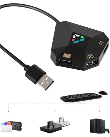 Joso Keyboard and Mouse Adapter for Nintendo Switch, Switch Keyboard Adapter for Playing Fortnite, Apex, FPS, RTS, Plug and Play Mouse Converter for Xbox One/PS4 Support Custom Key Mapping