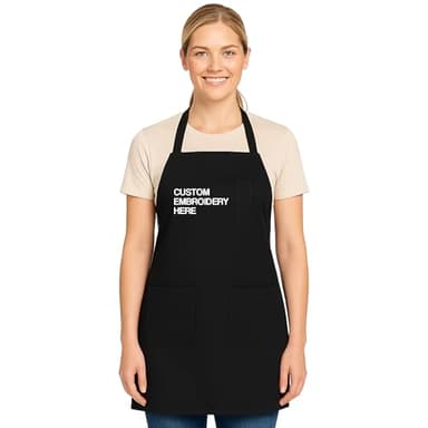 Lightfire Printing Custom Embroidered Chef Apron – Personalized Cooking Apron with Name – Premium Apron for Men & Women, Gift Ideas (Black)