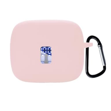 smaate Earbuds Case Compatible with TAGRY X08 Wireless Headphone, Silicon Protective Cover with keychain, with window for LED display, Pink