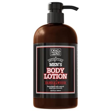 Dead Sea Collection Mens Sandalwood Hand & Body Lotion for All Skin Types - Moisturizing Body Lotion for Men with Pure Dead Sea Minerals - 16.9 Fl Oz