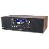Ocean Digital WR-800 FM Wi-Fi Internet Radio Alarm Clock Stereo Speakers Micro SD Line Out Aux in 30,000+ Stations Stress Relief Relaxation Sleep Aid 2.8" Color Display Wooden Casing Black