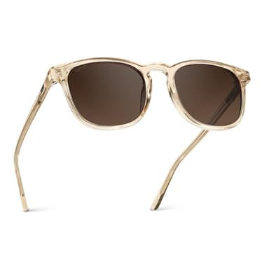 WearMe Pro WMP Eyewear - Men's Polarized Modern Rounded Square Sunglasses (Crystal Sand Brown/Dark Beige Gradient Lens)