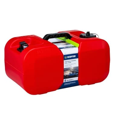 Scepter 6 Gallon Portable Marine Gas Can, Boat Fuel Tank with 2-Way Vented Cap, Built-In Fuel Gauge and Pick-Up, Top Handle, EPA & CARB Compliant, Underseat Design, 19.3"L x 12.2"W x 10.2"H (10511)