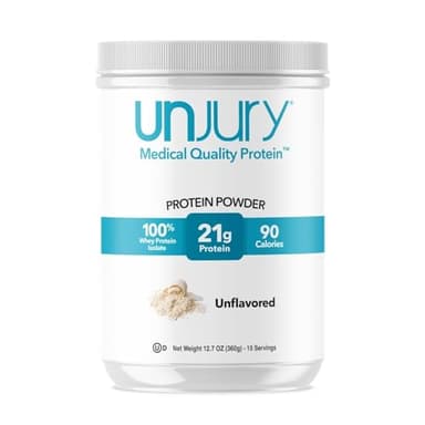 Unjury Unflavored Protein Powder | 21g 100% Whey Isolate Protein Powder | Unflavored Whey Protein Powder | Low Carb and Sugar Free Whey Protein Isolate | Gluten Free | Certified Kosher | 15 Servings