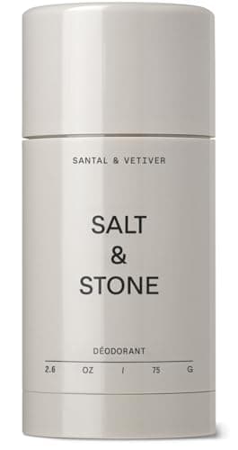 Salt & Stone Aluminum Free Deodorant | Extra Strength 48 Hour Protection for Women & Men | Made with Seaweed Extracts, Niacinamide & Prebiotics | Santal & Vetiver