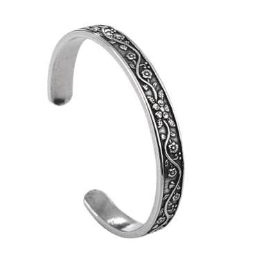 YWMAN Vintage Floral Cuff Bracelet, Stainless Steel Flower Bangle Bracelets for Women