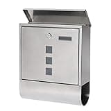 Parrency Stainless Steel Mailboxes with Key Lock, Wall Mounted Large Capacity Mailbox with Newspaper Compartment, Silver, 15.4" x 12"x 4.8" (Silver)