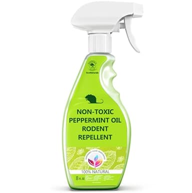 All Natural Peppermint Oil Spray, Non-Toxic to Rat, Mice and Rats, Rodent Spray - 8oz Ready to Use