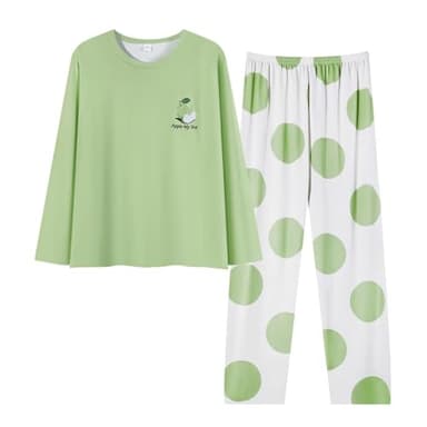 Pajamas for Women Set 2 Piece Casual Cute Long Sleeve Cotton Printed Pj Lounge Sets 2026 Soft Loungewear Sleepwear