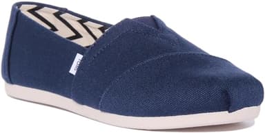 TOMS Women's Alpargata Recycled Cotton Canvas Slip On Sneaker Navy Recycled Cotton Canvas