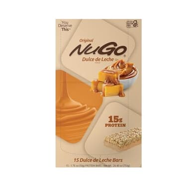 NuGo Protein Bar, Dulce De Leche, 15g Protein, Gluten Free, 15 Count