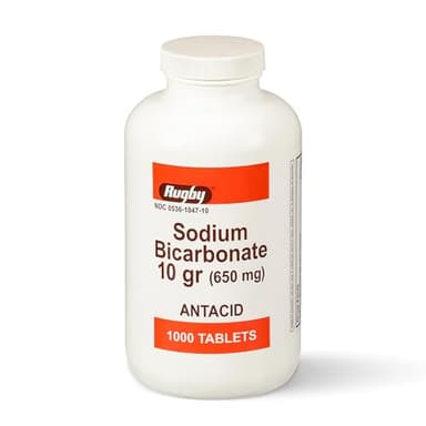 Rugby Sodium Bicarbonate 650 mg Antacid Tablets - Relief for Heartburn, Sour Stomach & Indigestion, 1000 Count (1-Pack)