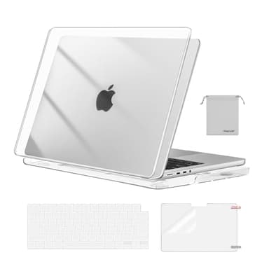 MOSISO Compatible with MacBook Pro 14 inch Case M5 2026 M4 2025 M3 M2 M1 2024-2021 A3427 A3426 A3434 A3112 A3185 A3401 A2918 A2992 A2779 A2442,Hard Case&Keyboard Skin&ScreenFilm&Pouch, Transparent