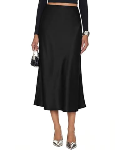 Yewanka Women's Silk Satin Midi Skirt Elastic High Waisted A-Line Cheetah Print Leopard Long Skirts for Women Trendy