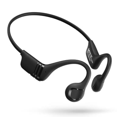 HKHB Bone Conduction Headphones - Open Ear Bluetooth 5.4 Wireless Sport Headphones, 10H Playtime, IP55 Sweatproof, Noise-Reduction Mic for Running, Cycling, Hiking, Office Work (Deep Black)