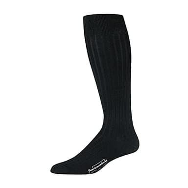 Merino Wool Dress Socks for Men – Over-the-Calf, Ribbed Wool Dress Socks for Men’s Size 8-12 – Comfortable and Breathable Socks with Reinforced Heel and Toe by Boardroom Socks, Black
