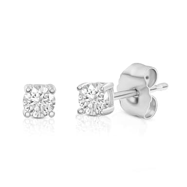 IGI Certified 0.25 Carat Solitaire Lab Grown Diamond Stud Earrings for Women in 14k White Gold - 4 Prong Round Cut (G-H Color, VS1-VS2 Clarity)