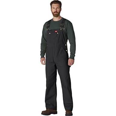 Dickies Mens Bib Overalls, Rinsed Black, 34W x 32L US