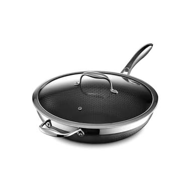 HexClad Hybrid Nonstick 12-Inch Wok with Stainless Steel Lid, Stay-Cool Handle, Dishwasher-Friendly, Oven-Safe Up to 900°F, Induction Ready, Compatible with All Cooktops