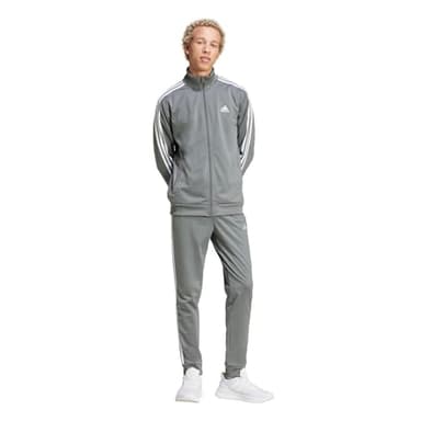 adidas Men's Basic 3-Stripes Tricot Track Suit, Grey, Large