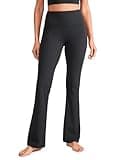 CRZ YOGA Womens Ribbed High Waist Flare Leggings 31" - Bootcut Wide Leg Yoga Pants with Pocket Soft Casual Lounge Comfy Black Small
