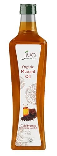 Jiva Organics Organic Mustard Oil 1 Liter Bottle (33.8 Ounce) - Non-GMO, Premium, Cold Pressed