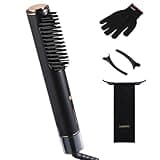 Wooroo Hair Straightener Brush, Ionic Hair Straightening Brush Flat Iron for Women, Anti-Scald and Anti-Frizz Ceramic Straightening Comb Fast Heating for Professional Salon at Home