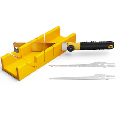 GARTOL 4-Piece Miter Box and Japanese Pull Saw Set, Mini Hand Saw with 3 Replaceable Blades, Precise 45°/90° Angle Cutting Tool for Baseboard, Trim, Picture Frames & DIY Woodworking