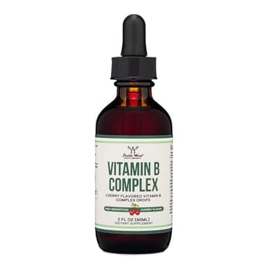 Double Wood Supplements Liquid Vitamin B Complex - 2 Month Supply - Max Absorption - B3, B6, B7 (Biotin), B9, and Vitamin B12 - Cherry Flavor - 2 FL OZ