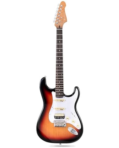 Fesley 39" Electric Guitar:Solid Body Electric Guitars for Intermediate &Pro Players with Wilkinson Pickups,Grover Tuners,6 String Guitar with Roasted Maple Neck,Single Coil Split System,Sunburst