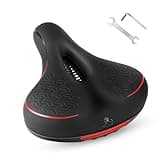 Comfortable Bike Seat Cushion for Women Men with Memory Foam -Airflow Ventilation, Shock-Absorbing, Waterproof, Bicycle Saddle for Echelon Bikes/Peloton Bikes/Bike+/MTB/City/Spin/Road/E-Bikes (Red)