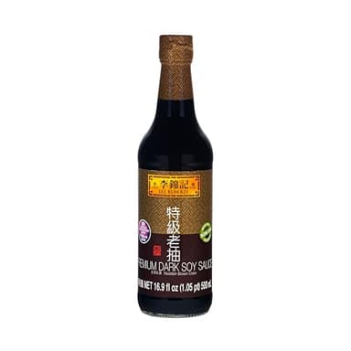 Lee Kum Kee Premium Dark Soy Sauce (16.9 oz - 1 Pack), Full-Bodied Naturally Brewed Soy Sauce, Non GMO Soybeans, Vegan, No MSG, Best for Adding Natural Colors to Stews, Gravies, Braised Dishes & Stir-Fried Noodles