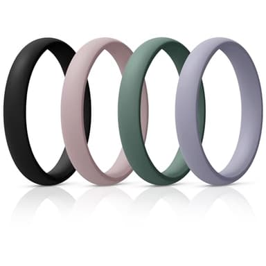 Egnaro Women's Bridal Rings Sets, Thin and Stackable Rings Silicone Women Wedding Bands，Rubber Promise Rings for Gift, Anniversary Ring for Work Out- 2.5mm Width - 1.8mm Thick