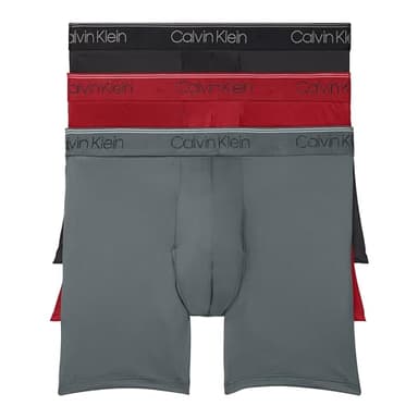 Calvin Klein Men's Micro Stretch 3-Pack Boxer Brief, Black, RED, Convoy, M