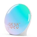 Wake Up Light Sunrise Alarm Clock for Bedroom, 17 Nightlights, Sound Machine with 5W Bluetooth Speaker, 25 Soothing Sounds, SleepTimer, Dual Alarms, FM Radio, Ideal Gift for Baby, Kids, Adults, Senior