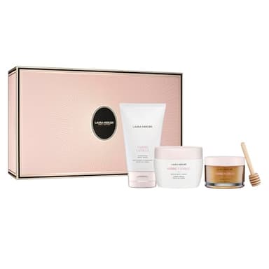 Laura Mercier Delicious & Decadent Ambre Vanille Collection, Serum Body Cream with 48HR Hydration, Hydrating Body Wash to Soften and Smooth Skin, Honey Bath Gel, Foaming Bubble Bath, Holiday Gift Set
