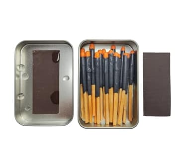 Survival Waterproof Matches Kit – 20/40/60/80/100 Fire Matches + Extra Striker in Metal Tin, Waxed Tinder Cords – Stormproof Windproof Fire Starter for Camping & Emergency (1 x Tin)