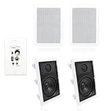 Herdio 5.25” 2-Way 400W Ceiling Bluetooth Speakers with 4 Channel Amplifier, in Wall Recessed Speakers System for Home Theater Living Room Kitchen, 2 Pairs