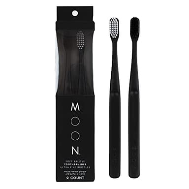 MOON Soft Bristle Toothbrush 2-Pack - Extra Soft Toothbrushes for Adults, Sensitive Gums & Teeth-Friendly - 720 Tapered Ultra-Fine Bristles per Brush for Gentle Deep Cleaning