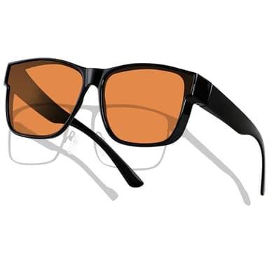 ANDWOOD Fit Over Blue Light Blocking Glasses for Women Men Fitover Computer TV Gaming AR Coatings Lens Improve Sleep Amber Orange